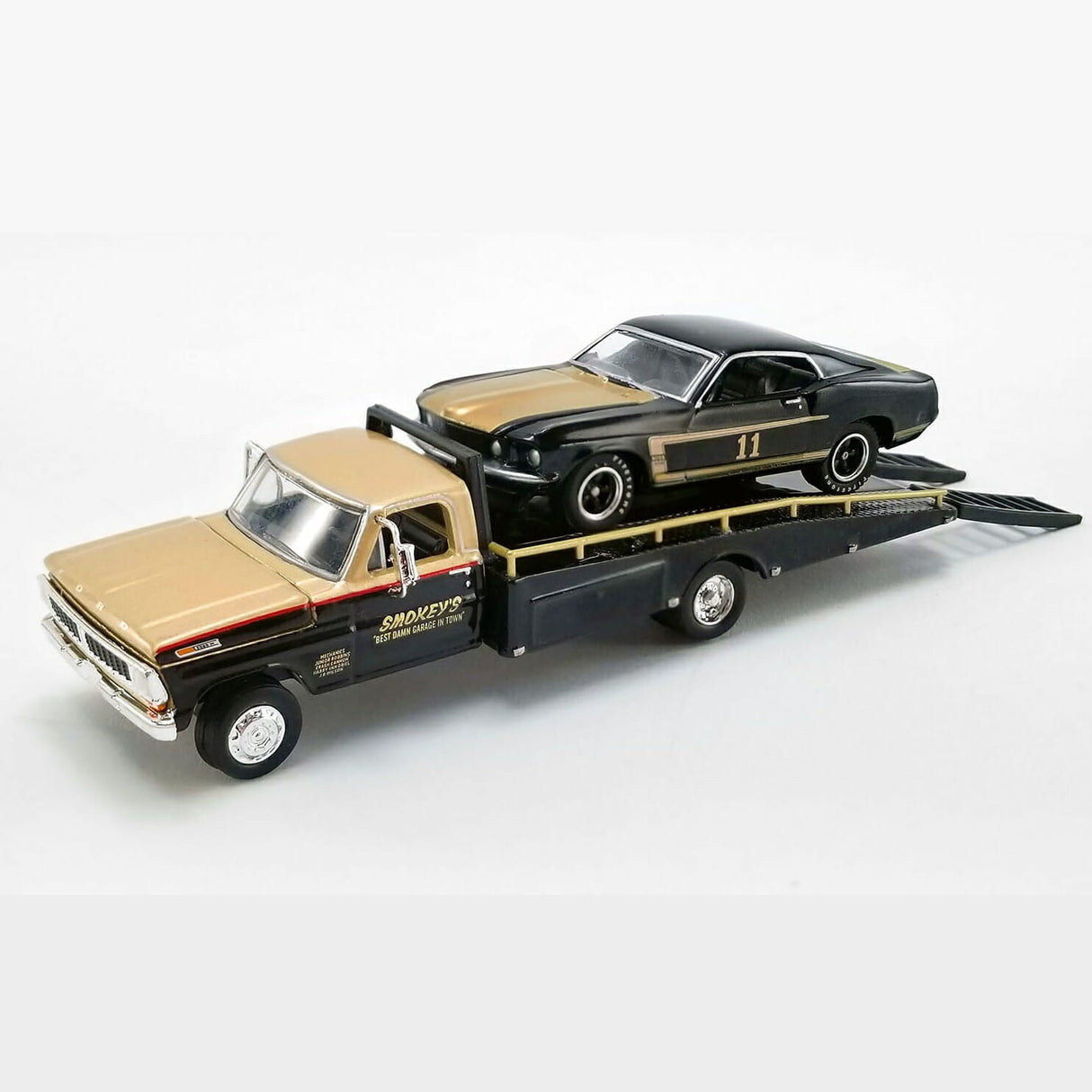 ACME EXCLUSIVE - GL-51341 SMOKEY YUNICK - 1970 FORD F-350 RAMP TRUCK WITH #11 1969 FORD TRANS AM MUSTANG