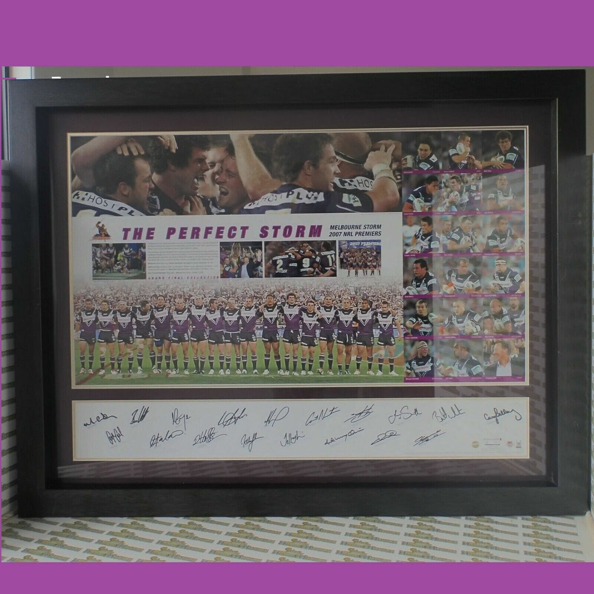 LEGEND MEMORABILIA MEM08 The Perfect Storm Signed 2007 Melbourne Storm Premiers Team Lithograph ex shop display