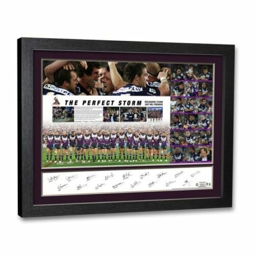 LEGEND MEMORABILIA MEM08 The Perfect Storm Signed 2007 Melbourne Storm Premiers Team Lithograph ex shop display